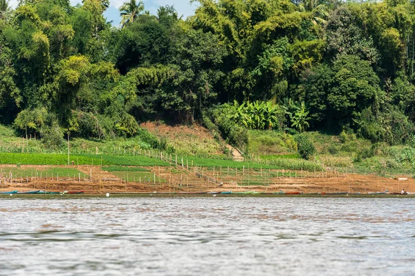 Manzara Nam Khan, Luang Prabang, Laos Nehri'nin manzarası. Metin için yer kopyalayın — Stok fotoğraf