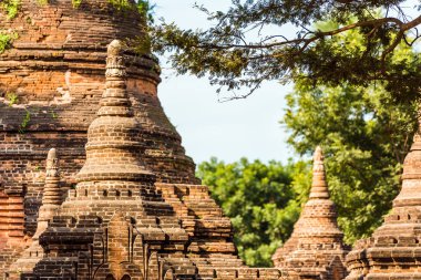 Antik pagodadan Bagan, Myanmar karmaşık bir bakış. Metin için yer kopyalayın.