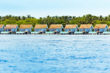 Tropikal Karayipler ada, Maldivler su Villa. Metin için yer kopyalayın.                             