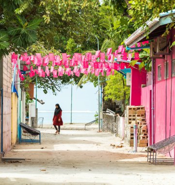 Male, Maldivler - Kasım, 27, 2016: Görünümü özel binaların. Metin için yer kopyalayın. 