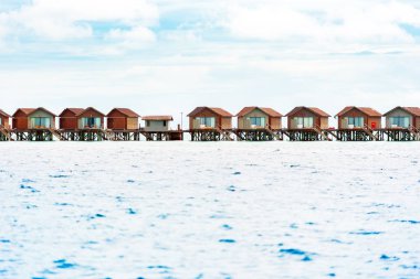 Tropikal Karayipler ada, Maldivler su Villa. Metin için yer kopyalayın.