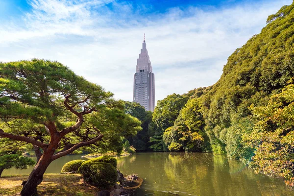 TOKYO, GIAPPONE - 31 OTTOBRE 2017: Autunno nel parco di Shinjuku. Copia spazio per testo . — Foto Stock