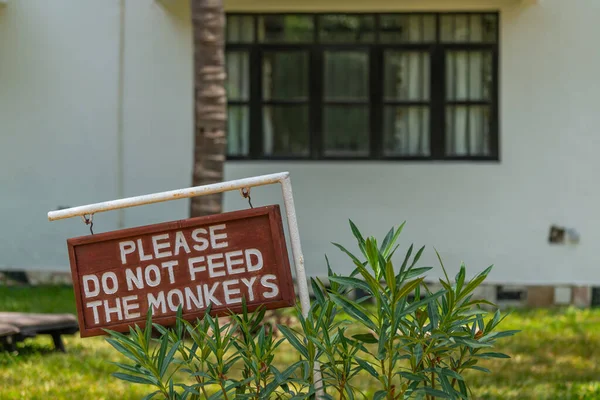 Ein Schild Mit Dem Hinweis Den Affen Nicht Mit Einem — Stockfoto