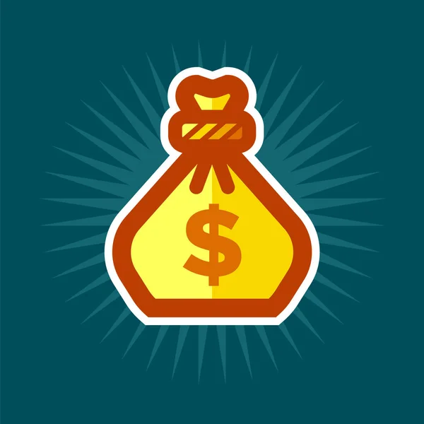 Arany táska pénzt ikon — Stock Vector