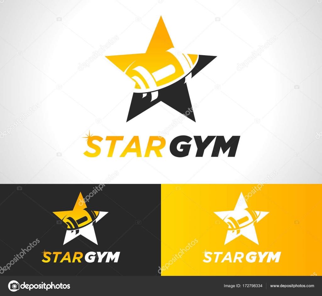 Gold Star Gym Fitness Logo Icon Stock Vector C Mictoon 172798334