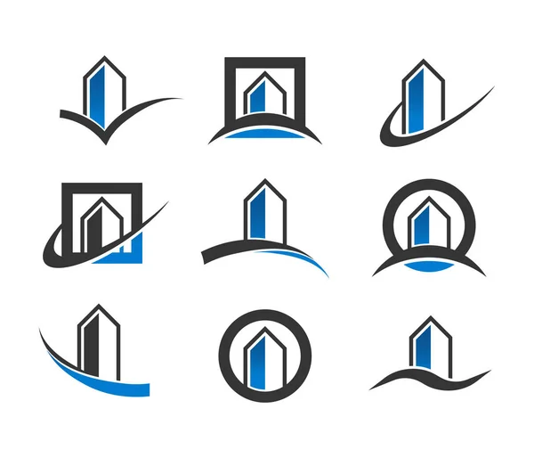 Современные иконы зданий — стоковый вектор