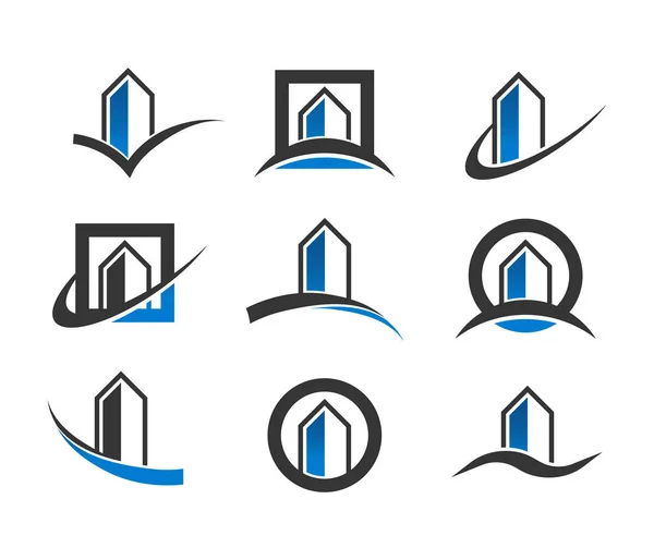 Ícones de edifícios modernos — Vetor de Stock