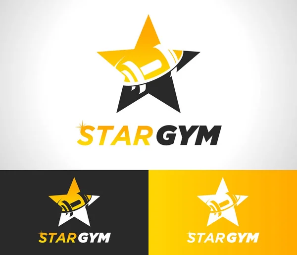 Gold Star Gym Fitness Logo Icon — Stock Vector