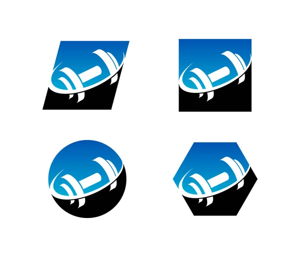 Gimnasio Fitness Logo iconos — Vector de stock