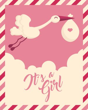 Bebek duş davet tebrik kartı