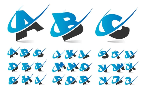 Иконы с логотипом Swoosh Wave Alphabet — стоковый вектор