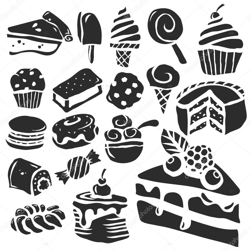 Set of dessert baking and sweet icons