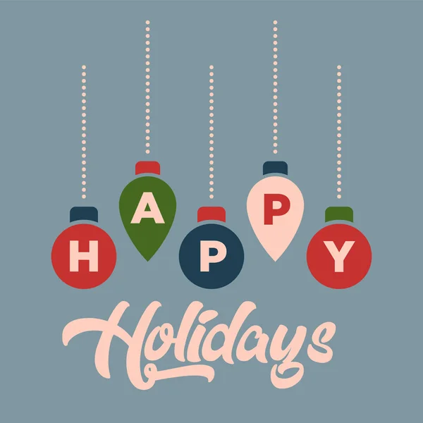 Vector Happy Holiday Greeting Card Christmas Balls — Stock Vector