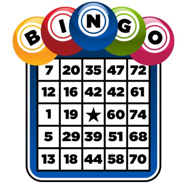 Bingo oyun kartı ve topları çizimi