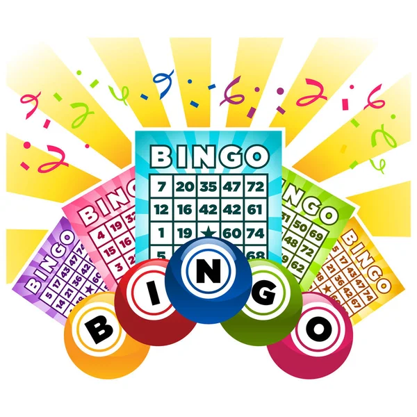 Illustration Bingo Game Cards Balls — Stock Vector