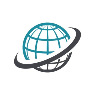 Dünya logo simge ile swoosh grafik öğesi