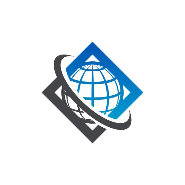 Swoosh Wereld Logo Pictogram — Stockvector