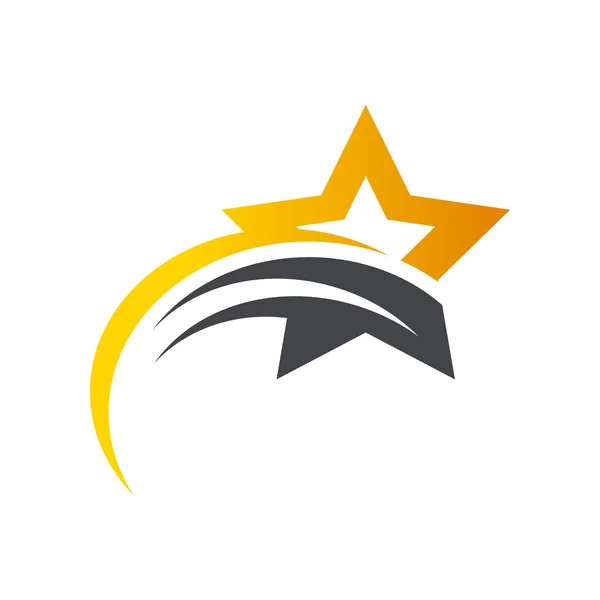 Estrella Oro Swoosh Logo Icono — Vector de stock