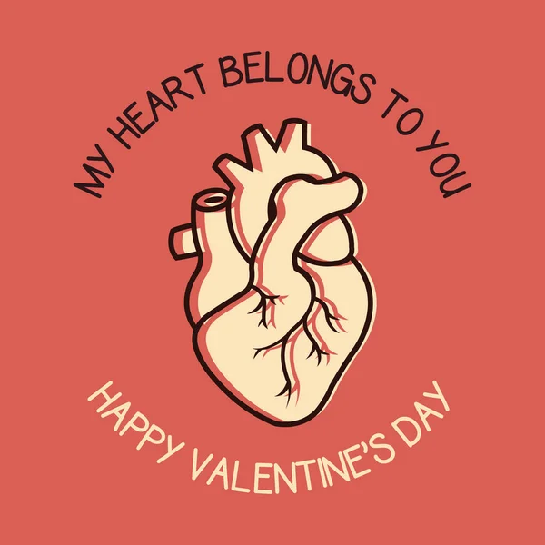 Feliz Dia Dos Namorados Cartão Saudação Com Design Coração Humano —  Vetores de Stock