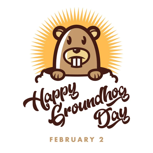 Happy Groundhog Day Illustration — Stock Vector