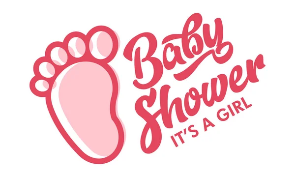 Różowy Baby Foot Baby Shower Zaprosić Powitanie Karta — Wektor stockowy