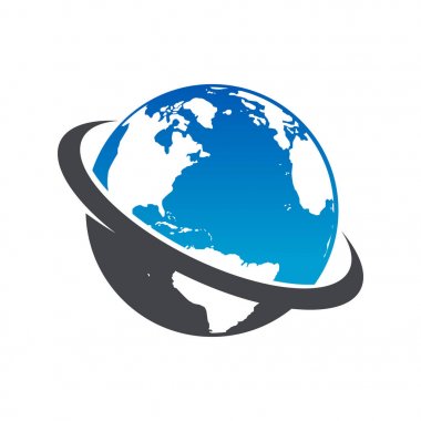 Dünya logo simge ile swoosh grafik öğesi