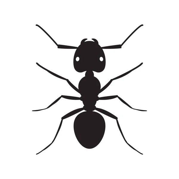 Zwarte Mier Insect Silhouet Illustratie — Stockvector