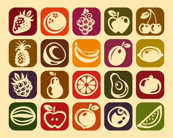 Retro Fruits Design Icons — Stock Vector