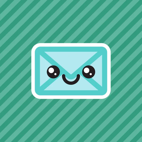 Cute Smiling Kawaii Cartoon Mail Envelope Icon — Stock Vector