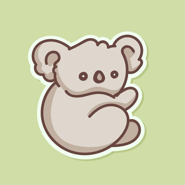 Mignon Autocollant Bébé Koala Ours Isolé Sur Fond Vert — Image vectorielle