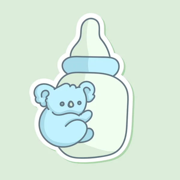 Cute Baby Koala Bear Baby Bottle — Stock Vector