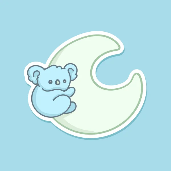 Cute Baby Koala Bear Hanging Moon — Stock Vector