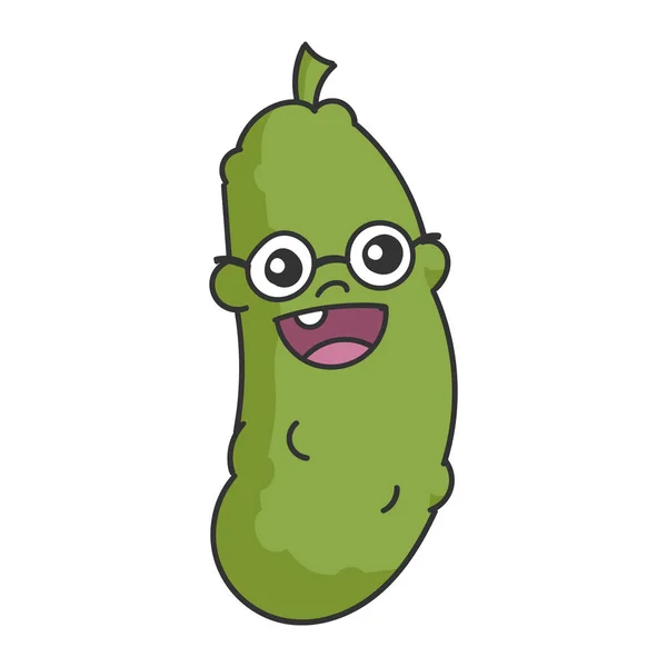 Nerd Dill Eye Glasses Pickle Cartoon — Stock Vector