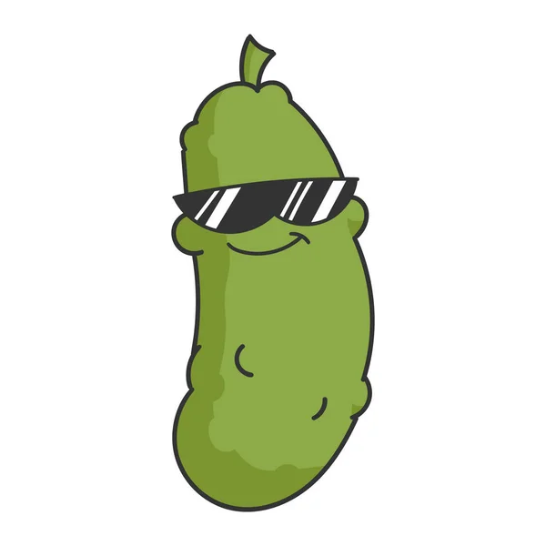 Cool Sunglasses Dill Pickle Cartoon — Stock Vector