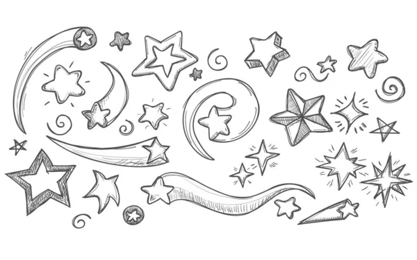 Hand Drawn Star Doodles — Stock Vector