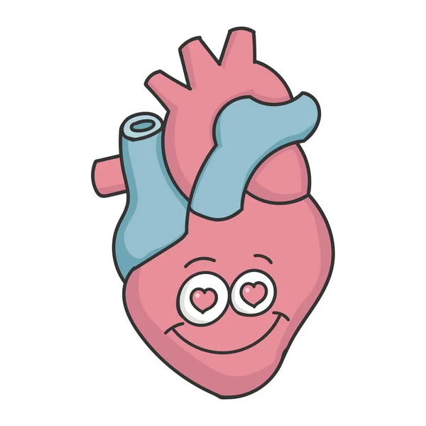 Kreslený Lidský Srdce Lásce Izolované Bílém — Stockový vektor