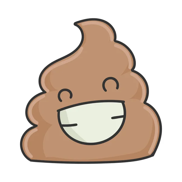 Feliz Sorrindo Poop Personagem Desenho Animado Isolado Branco — Vetor de Stock