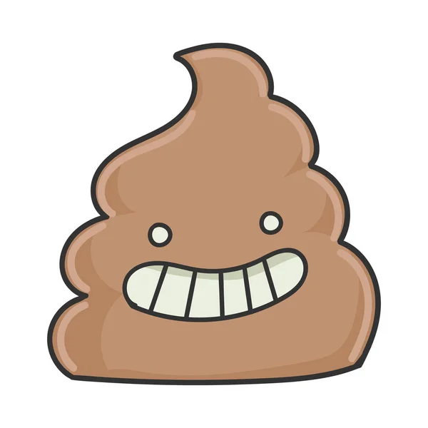 Feliz Sorrindo Poop Personagem Desenho Animado Isolado Branco — Vetor de Stock