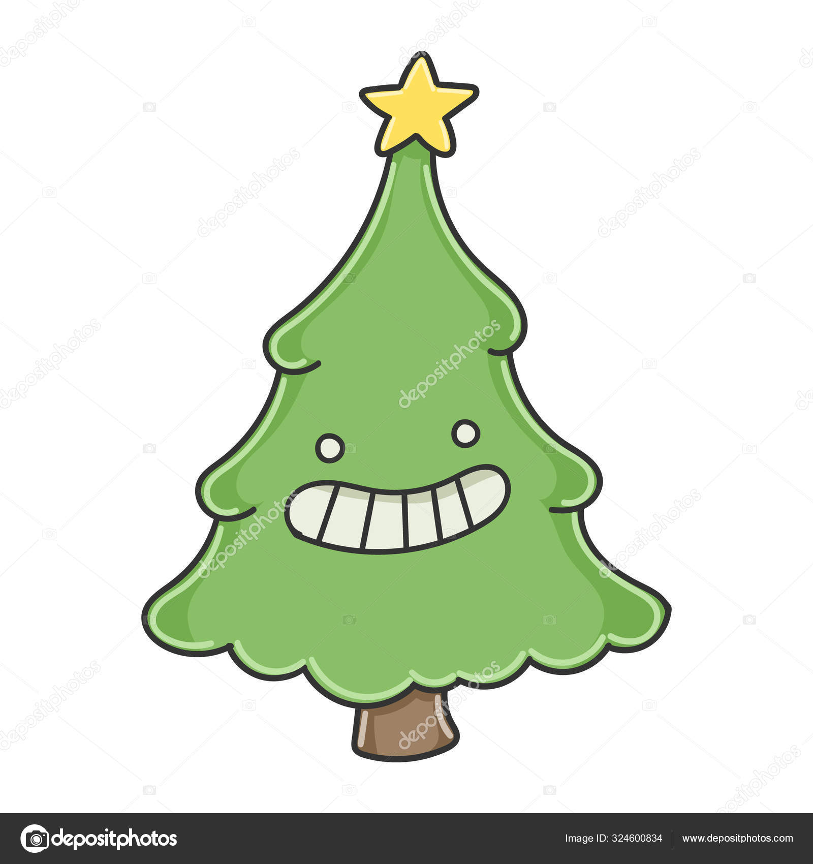 Vetores de A Árvore De Natal Está Sorrindo Personagem De Desenho