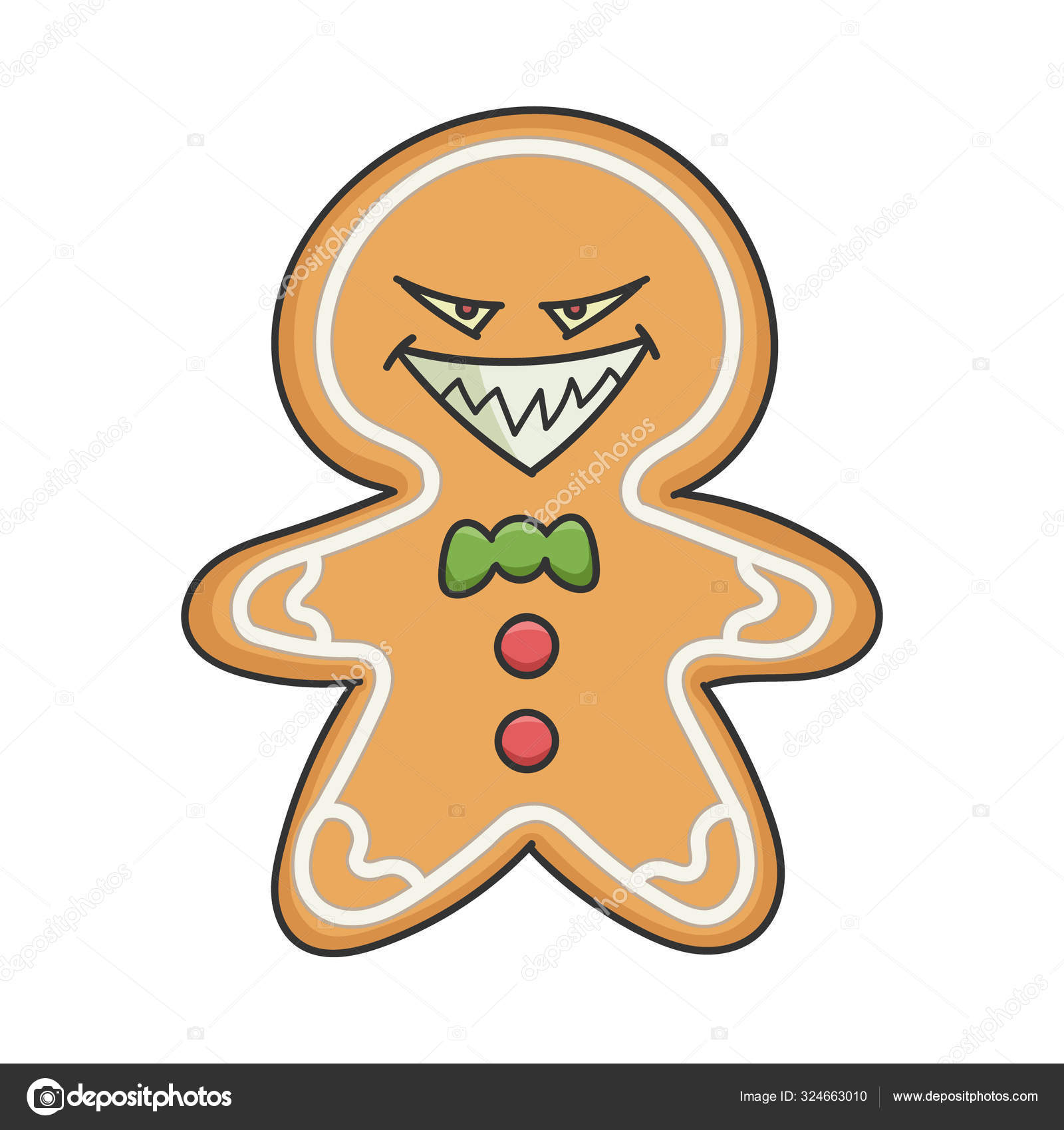 Malvada Sonrisa Navidad Fiesta Jengibre Galleta Personaje Dibujos Animados  Aislado Vector de stock #324663010 de ©Mictoon, image size:1600x1700