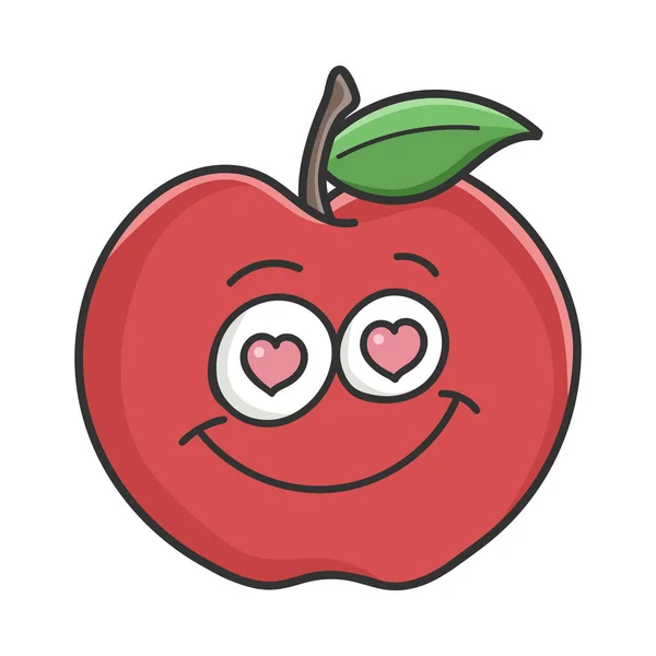 恋爱中的红苹果卡通苹果被白色隔开了 — 图库矢量图片