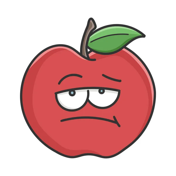 Pomme Rouge Ennuyeuse Bande Dessinée Pomme Isolé Sur Blanc — Image vectorielle