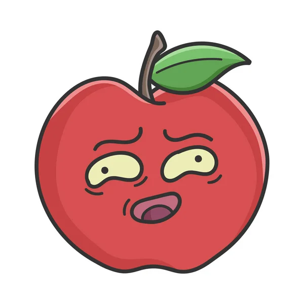 Maladroit Sourire Pomme Rouge Dessin Animé Pomme Isolé Sur Blanc — Image vectorielle