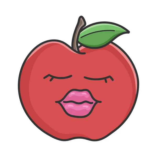 Sexy Lèvres Pomme Rouge Dessin Animé Pomme Isolé Sur Blanc — Image vectorielle