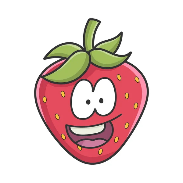 Happy Smiling Strawberry Fruit Icon Cartoon Isolated White — Stock Vector