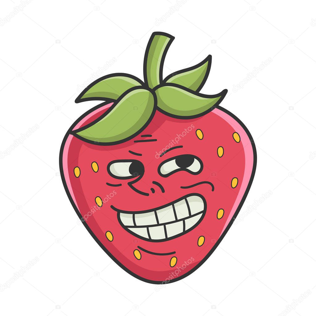 Trolling meme strawberry fruit icon cartoon isolated on white