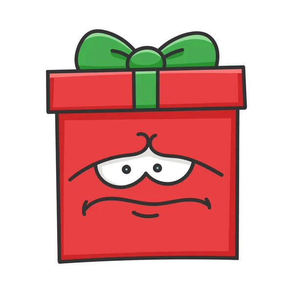 Θλιβερή Κατάθλιψη Παρουσιάζουν Χριστουγεννιάτικο Δώρο Κουτί Κινουμένων Σχεδίων Που Απομονώνονται — Διανυσματικό Αρχείο