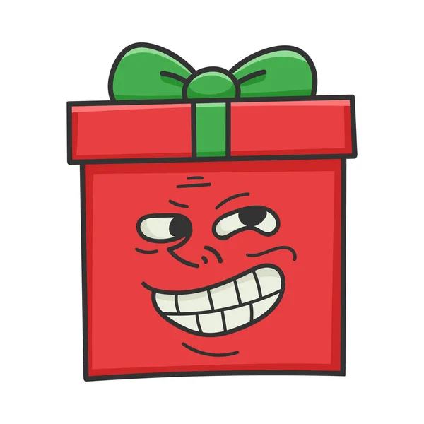 Trolling Meme Geschenk Weihnachten Geschenk Box Cartoon Isoliert Auf Weiß — Stockvektor