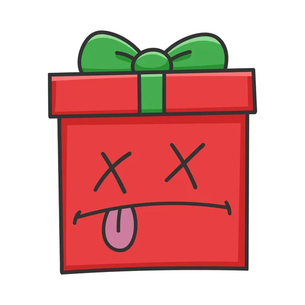 Presente Morto Caixa Presente Natal Desenhos Animados Isolados Branco —  Vetores de Stock