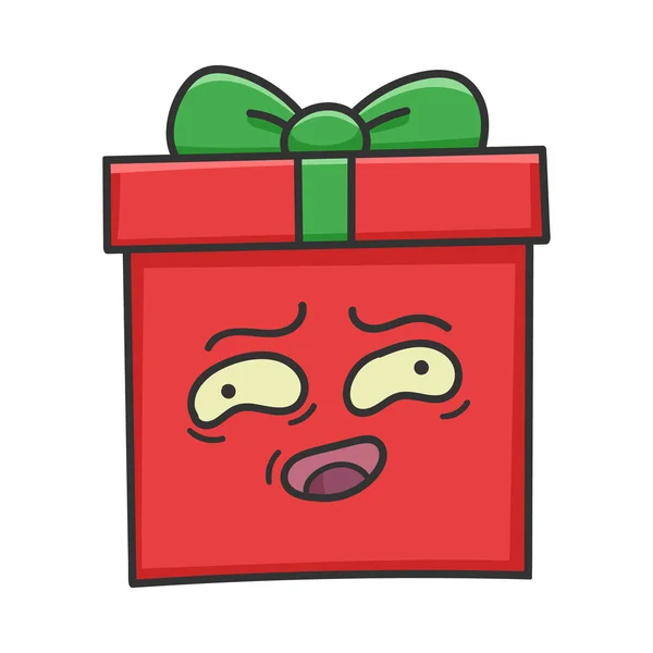 Presente Assustado Caixa Presente Natal Desenhos Animados Isolados Branco —  Vetores de Stock